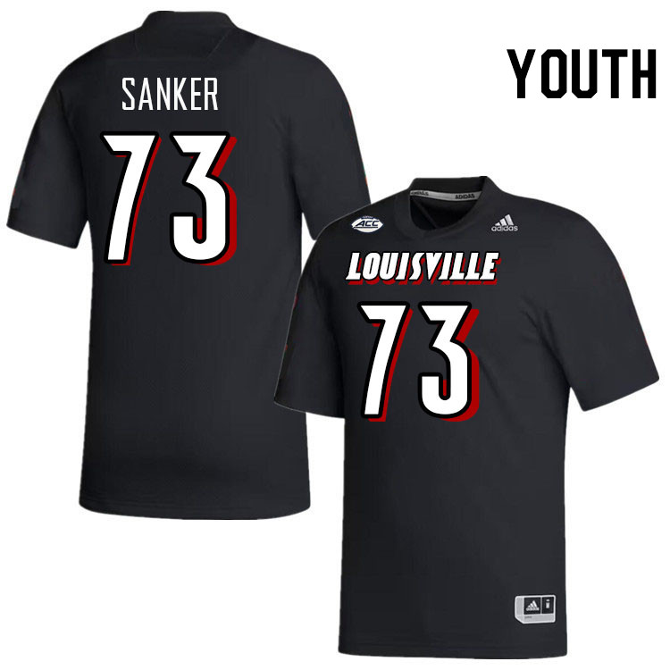 Youth #73 Madden Sanker Louisville Cardinals College Football Jerseys Stitched-Black